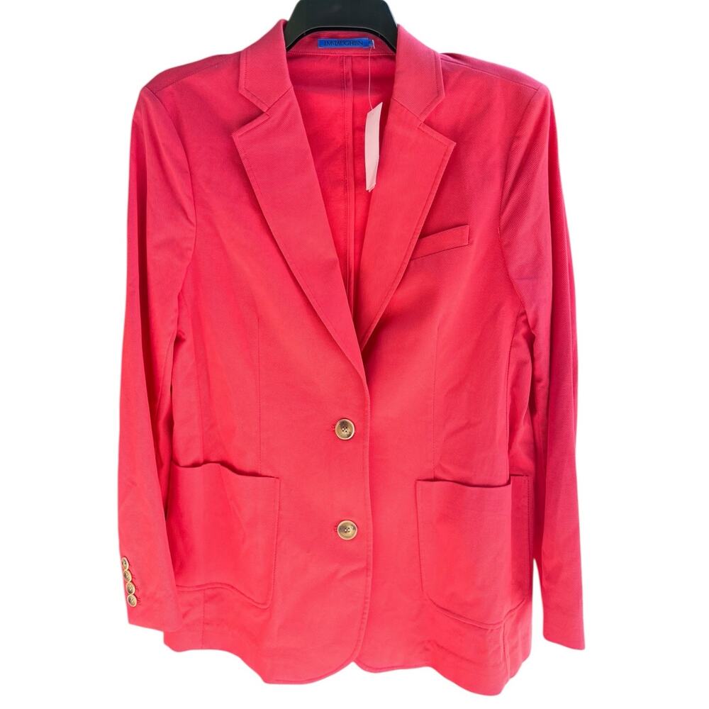 $288 J. McLaughlin Vesta Linen Twill Blazer | Sz 10, Deep Coral Orange NEW - Picture 2 of 8